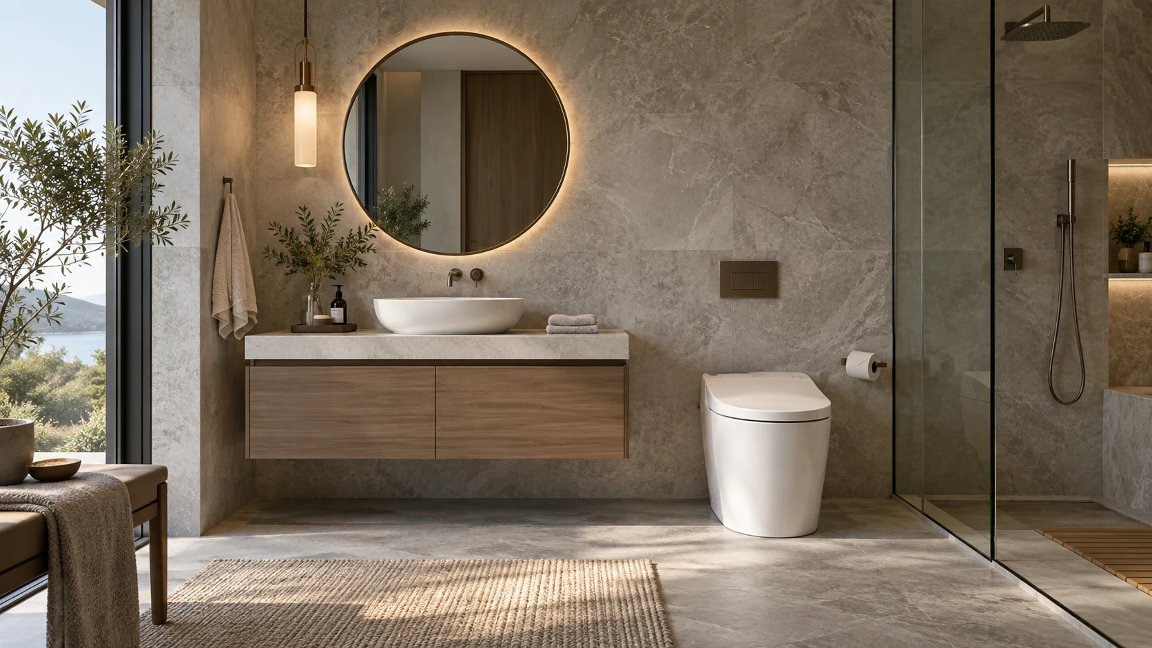 Bathroom & home conceptual illustration